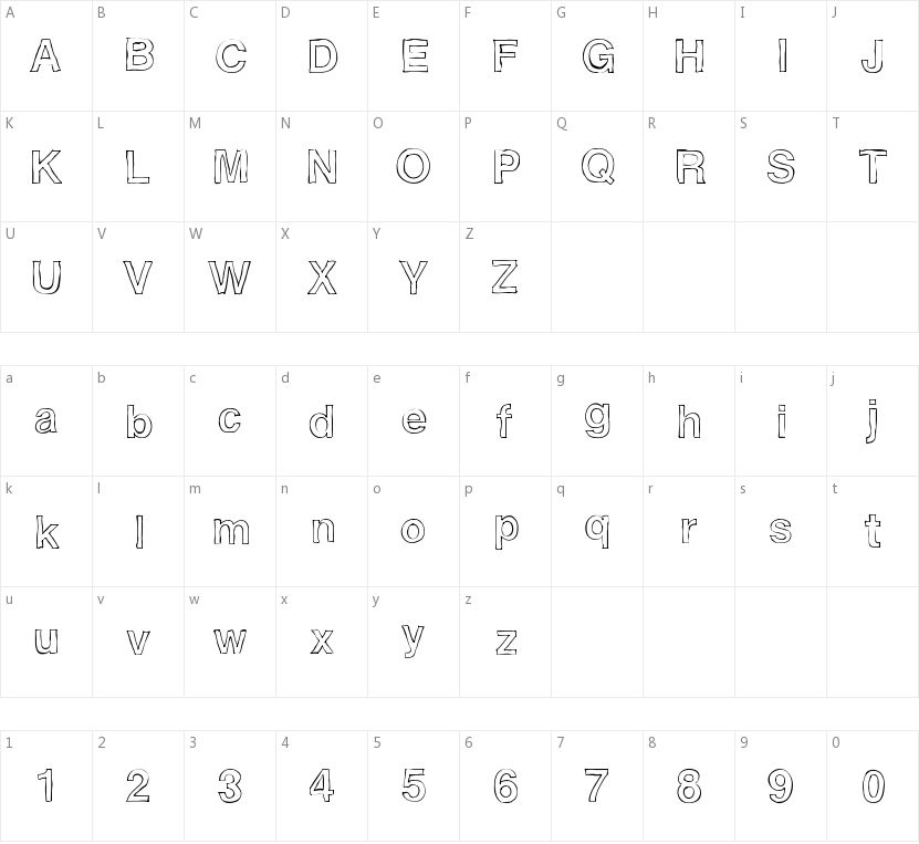 Helvetidoodle by Ed T的字符映射图