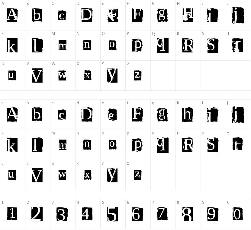 Script Serif的字符映射图