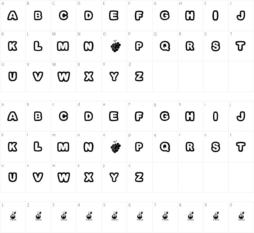 Fonts Bomb I love grapes的字符映射图