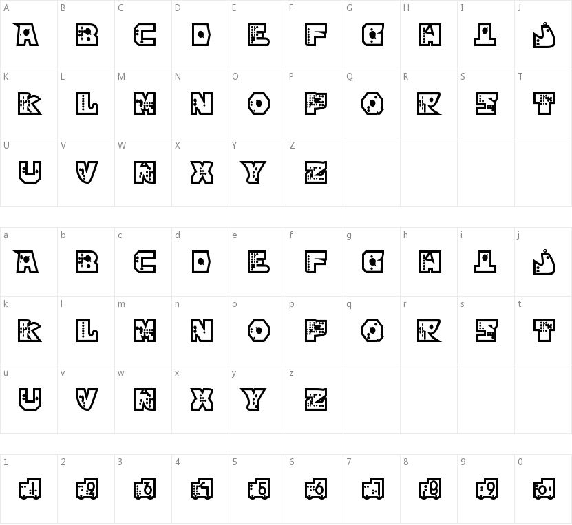 Mekano的字符映射图