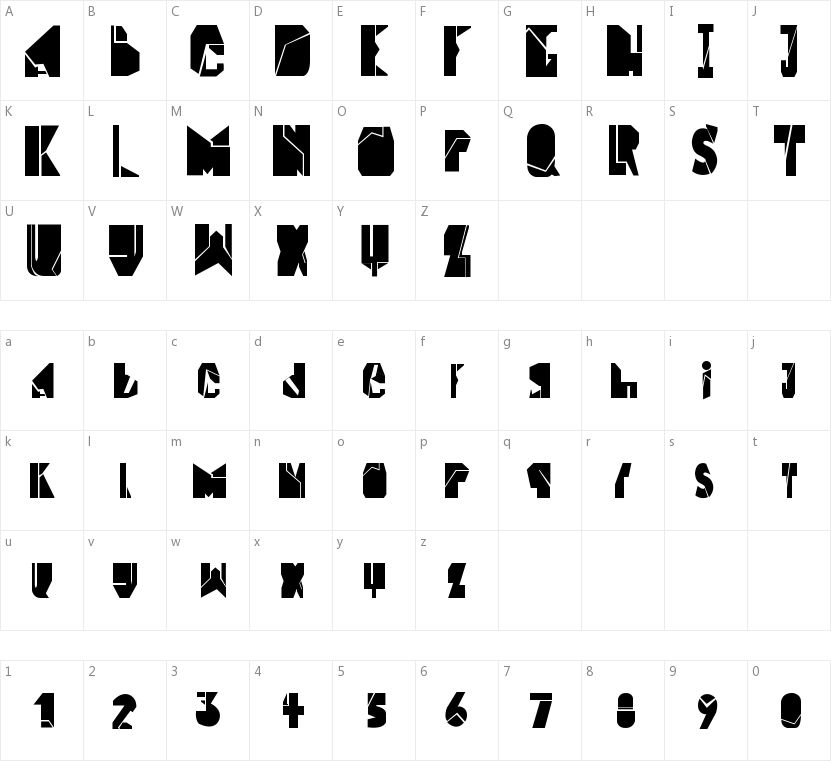 Block & Middle Line的字符映射图