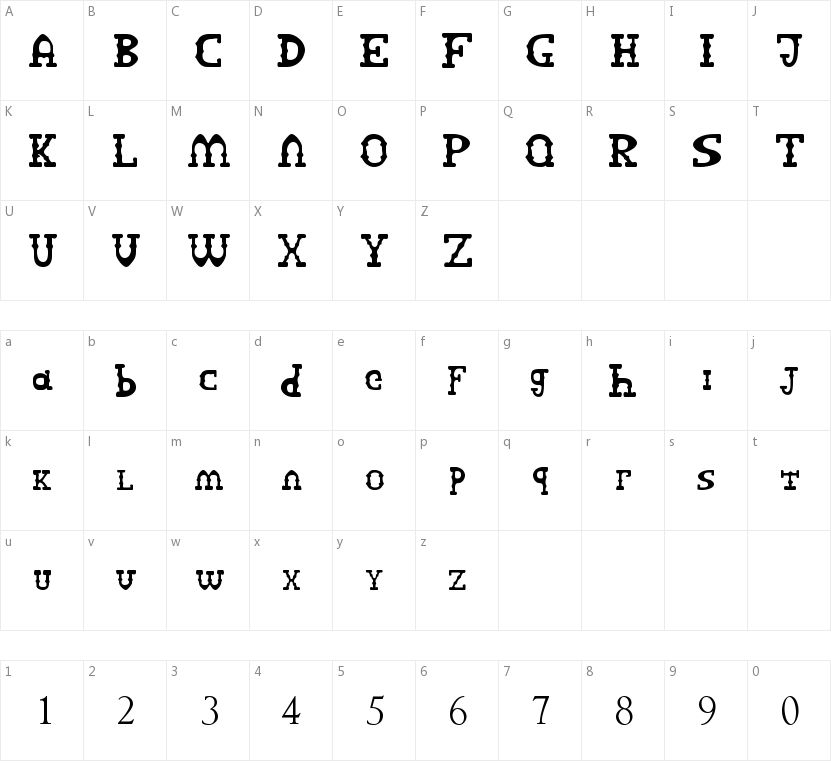 Arcutype SV的字符映射图