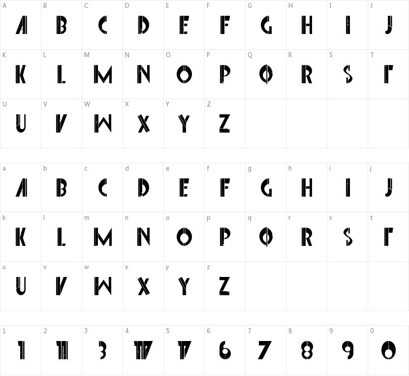Font Interrupted的字符映射图