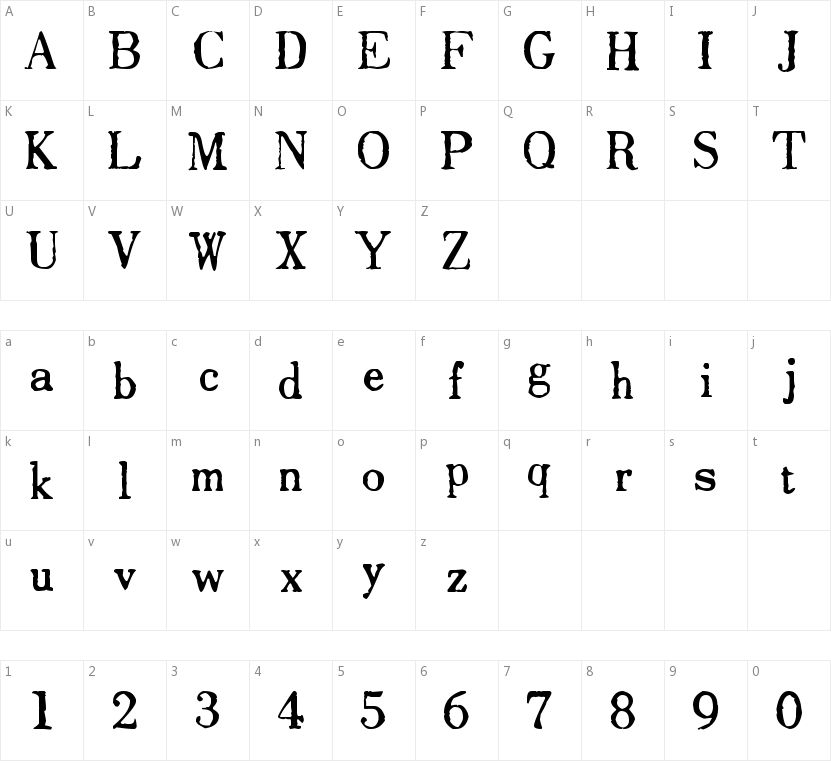 Drukarnia Polska的字符映射图