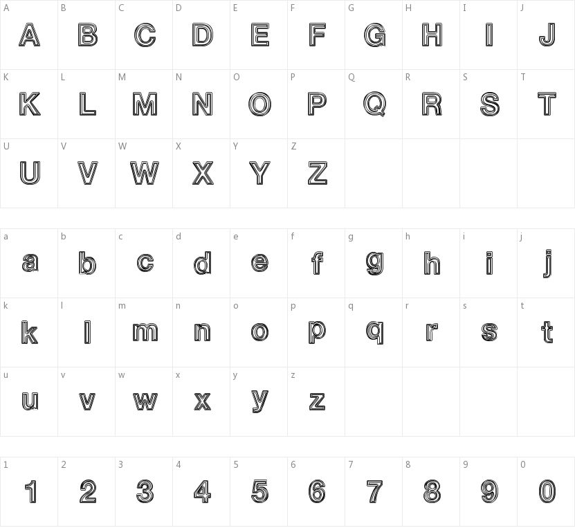 White Outlines的字符映射图